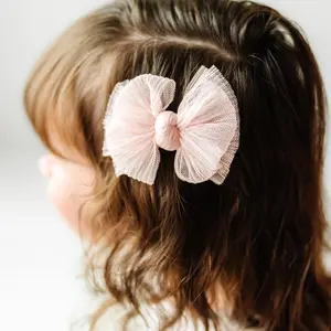 Baby Bling® 2pk Tulle Baby FAB® Clips soft tulle bow on pinch-clip