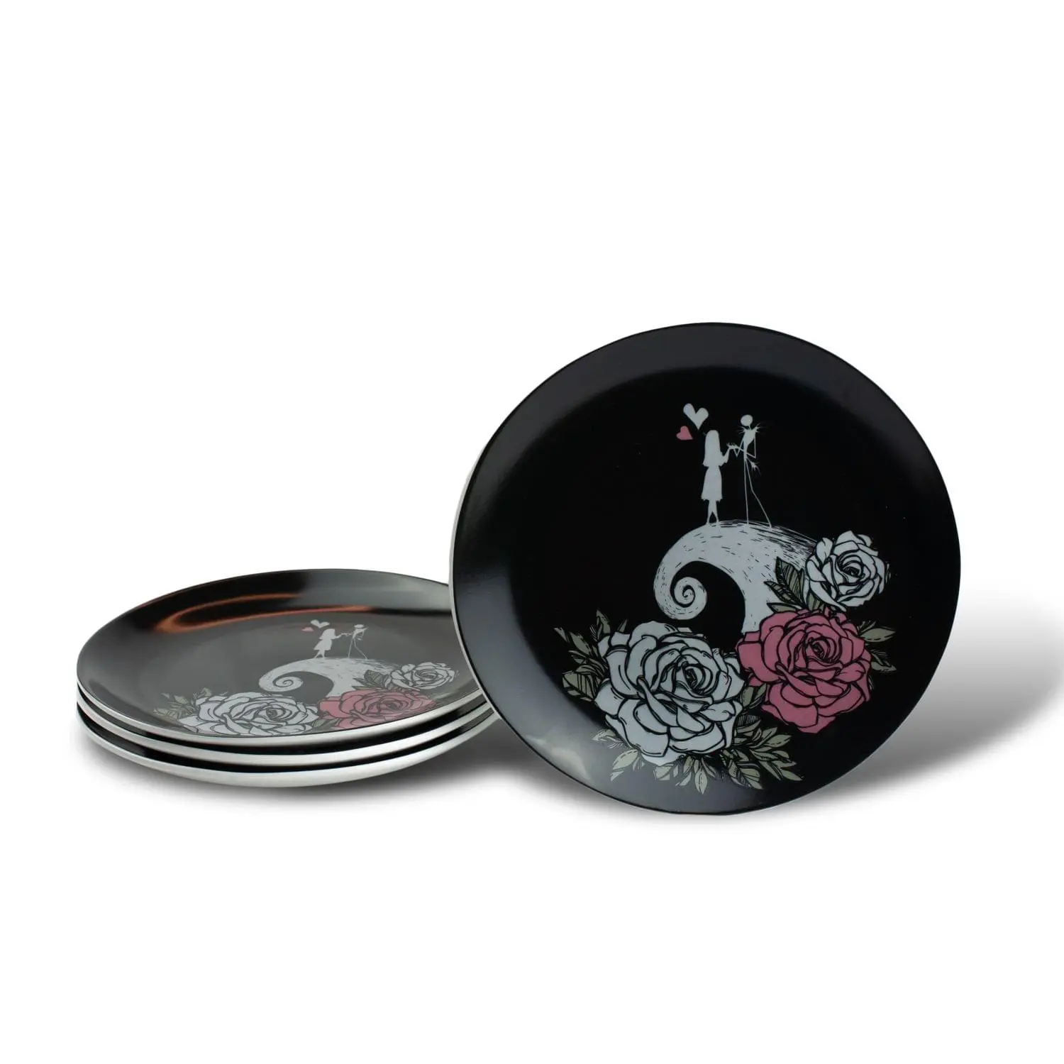 OFFICIAL Nightmare Before Christmas 8" Plate | Jack & Sally on a Hill | Set of 4, Halloween, Pumpkin