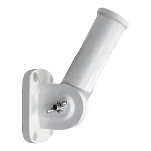 Adjustable Aluminum Bracket for Flag Pole (White), Angle Adjust, Heavy-Duty