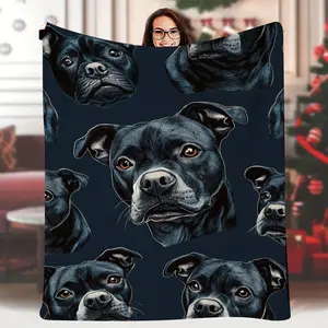 Flannel Blanket with Staffordshire Bull Terrier Print 60x80 Inches Soft Skin Friendly Breathable Perfect for Sofa Bed Relaxation Warm Nap Blanket Ideal Gift for Dog Lovers xcc1245