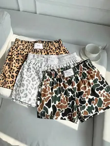 Women's Leopard Print Casual Shorts, Elastic Waist, Street Style, Beachwear, Daily Wear, Outdoor Activities, 3-Pack Set