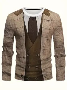 Men's Vintage Plaid Suit Jacket, Fashion British Style, Versatile Fitted Design, Elegant Casual Wear, All Seasons