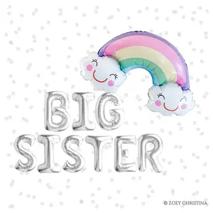 Big Sister Reveal Foil Balloon Kit – Customizable with Additional Balloons!
