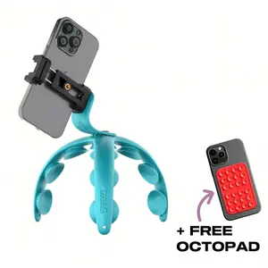 Compact & Durable Tenikle PRO (BONUS FREE OCTOPAD) Flexible Phone Mount & Tripod Stand with Crazy Suction for Cellphone & Smartphone
