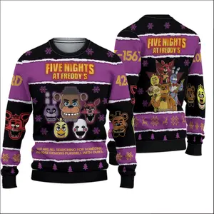 Personalized FNAF Five Nights at Freddy's Ugly Christmas Sweater, Horror Christmas Ugly Sweater