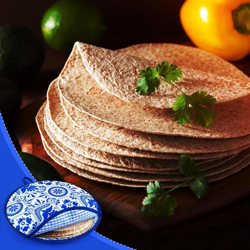 2 count 8 Inch Tortilla Warmer Pouch, Mexican Talavera  Microwavable Insulated Cloth Pouch for Tortillas, Tacos, Naan, and Pizza Rolls