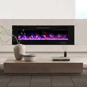 PHI VILLA 72" Electric Fireplace Wall Mounted & Recessed 750/1500W with Remote Control, 1-8 Hour Timer Function, Ultra-Thin Design Fan Hot Home Appliance Heater Flame Household Heating Fall Deals For You
