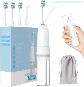2-in-1 Electric Toothbrush with Water Flosser, 3+4 Smart Modes，Portable Oral Irrigator with Point-Jet, Rechargeable IPX7 Waterproof for Home & Travel Use Gift