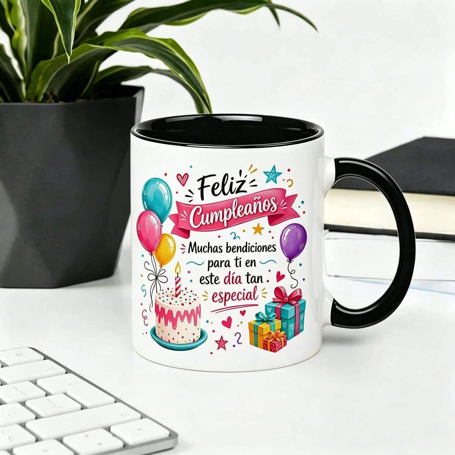 Birthday Custom Gift Feliz Spanish Birthday Pattern 1pc 11oz Ceramic Mugs Gift for Hispanic Friend Latino Family Spanish Speaking Relatives as Birthday Gift