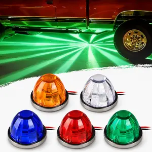 2PCS Dual Function Watermelon LED Strobe and Constant Marker Lights Watermelon-Shaped Side Marker Clearance Tail Top Cap Roof Turn Signal Brake Under Glow Chassis Lights for Trailer Truck Semi-Trailer Heavy-Duty Truck Lorry Bus Van Pickup