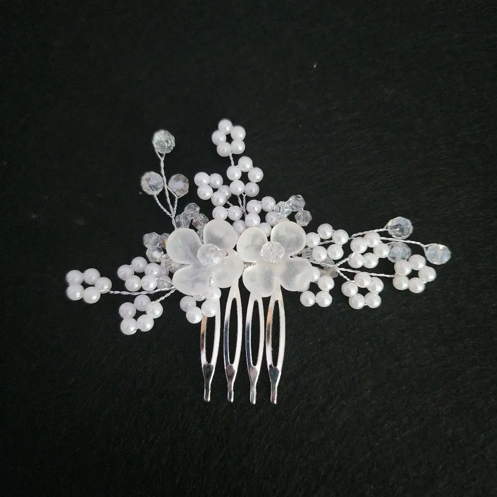 Elegant White Hair Pin Accessory with Pearl and Crystal Accents for Bridal and Special Occasions
