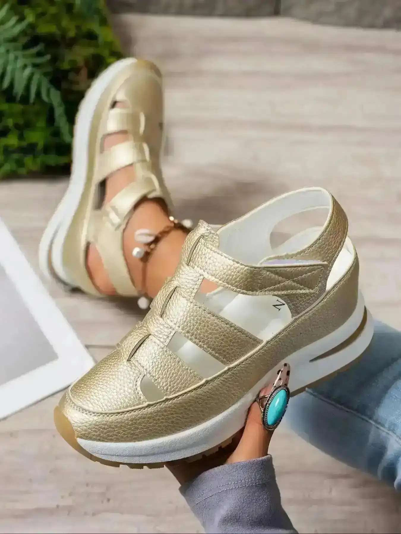 2026 Women Shoes Chic Velcro Fastening Wedge Snkrs Daily Comfy Soft Sole Summer Light Airy Daily Wear, Skate, Gym, Supportive, Versatile, Padded, Multi Purpose, Lifestyle, Training Modern Comfort Shoes Trendy Must Have