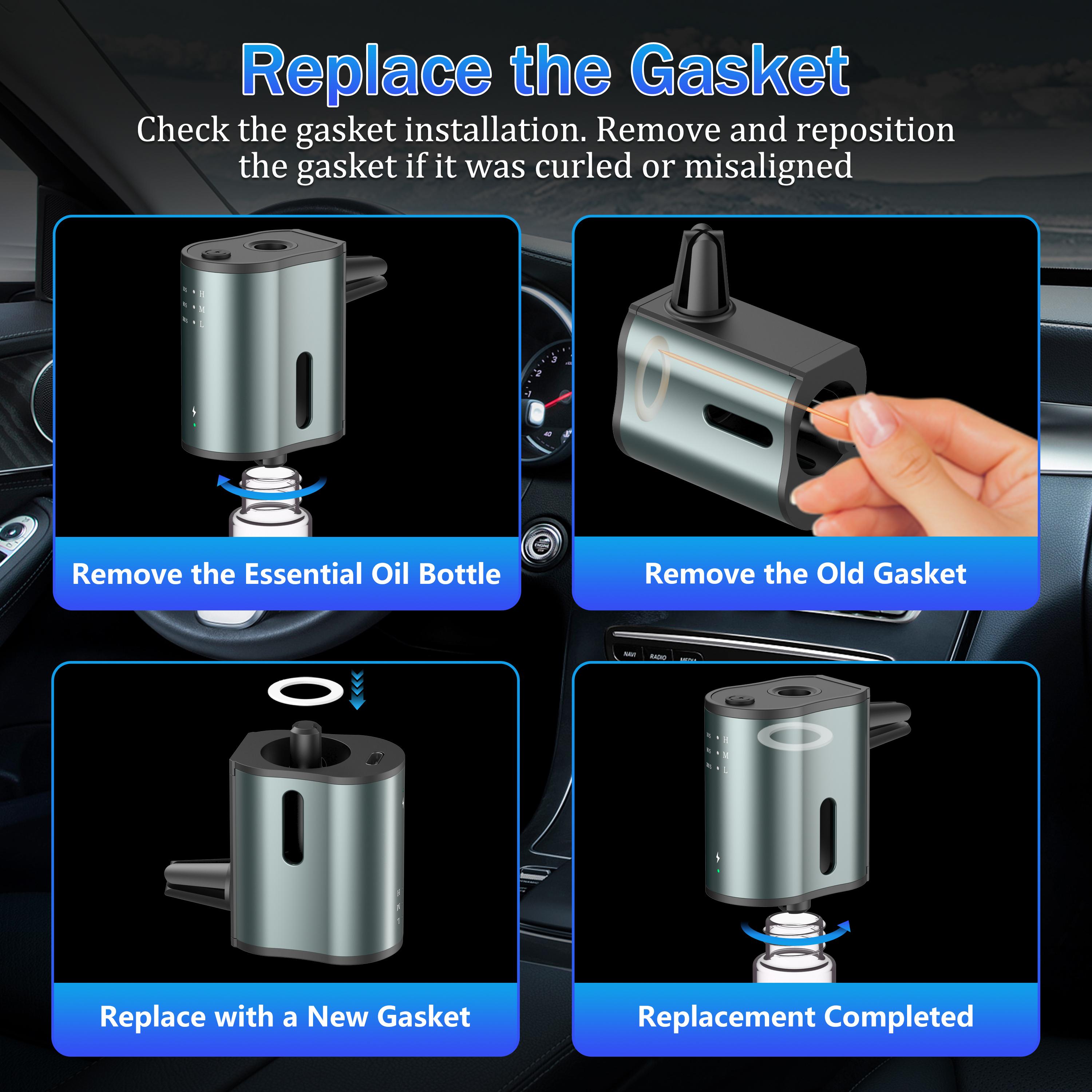 Smart Car Air Freshener with Three Adjustable Concentration Scent Levels, Portable Waterless Car Diffuser Air Freshener Car Aromatherapy Diffuser,  3*10ML Natural Perfume