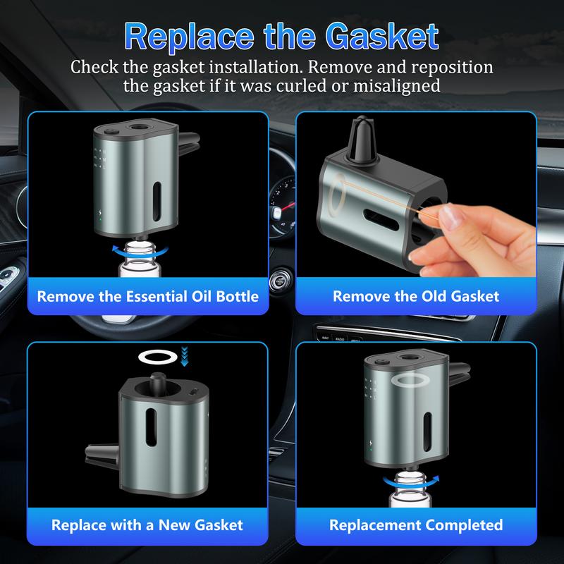 Smart Car Air Freshener with Three Adjustable Concentration Scent Levels, Portable Waterless Car Diffuser Air Freshener Car Aromatherapy Diffuser,  3*10ML Natural Perfume