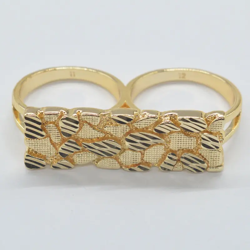 14k Two-Finger Ring, Fashion Ring, Jewelry Rings, Unisex Daily Commute Jewelry, Perfect for Streetwear and Parties, Ideal Gift