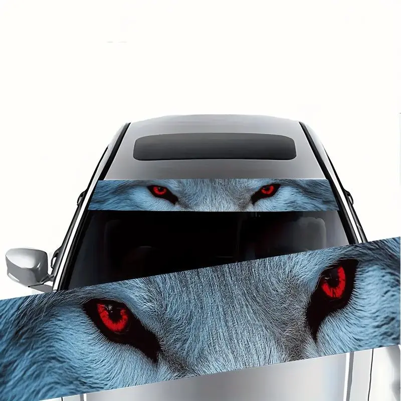 Wolf Pattern Car Sticker, Car Front Windshield Sticker, Waterproof & Anti-scratch Car Decal, Universal Car Exterior Decoration Accessories, Side Decals