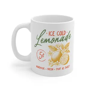 Vintage Lemonade Mug, Retro Lemonade Cup, Summer Drinkware, Lemonade Stand Gift, Fun Kitchen Decor