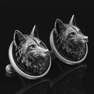 GTHIC Wolf Head Pure Tin Fixed Backing Cufflinks Personalized Animal Accessories for Men Women Daily Wear