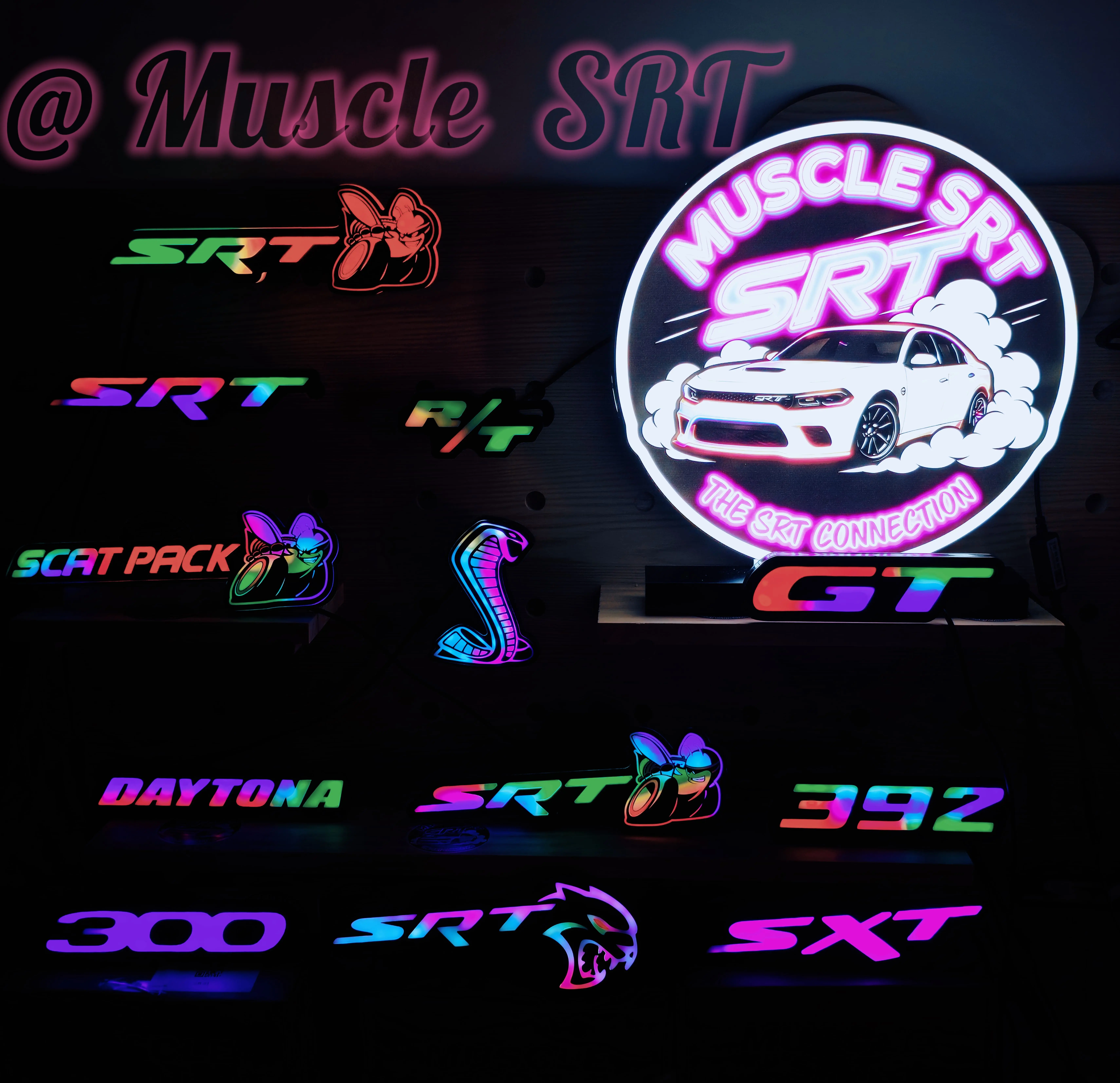 RGB LED Grille Badge for SRT, Hellcat, Scat Pack - Automotive Decoration, Cool Car Accessory, Vehicle Ornament (Fits Dodge Charger, Challenger, Durango, Grand Cherokee, Jeep, Ram) - Halloween Gift, Cool Car Decoration, Vehicle Decoration, Car Accessories