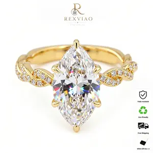 Rexviao 2-Piece Marquise-Cut Women's Ring Set | 14K Gold-Plated with 5A Cubic Zirconia | "Eight Hearts| Eight Arrows" Cut | Ideal for Proposals| Weddings| or Daily Wear | Sizes 5–10 | Includes Exquisite Packaging
