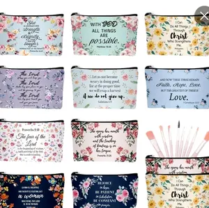 Christian Quotes Pencil Case - Floral Design with Inspirational Quotes, Ideal for Note-taking and Personal Organization