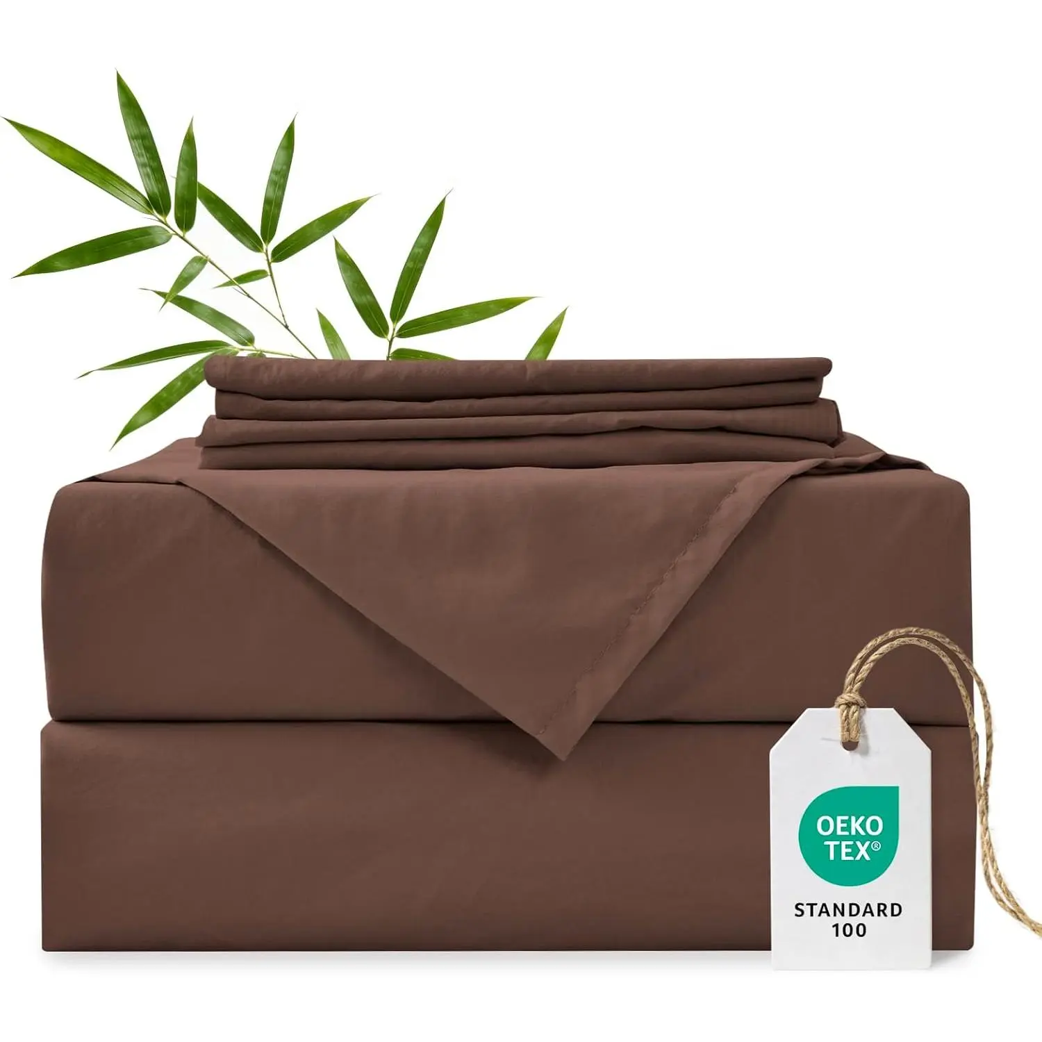 MCO Cooling Full Sheet Set, Rayon Derived from Bamboo Sheets, Luxury & Bedding Set with 16" Deep (Full, Chocolate Brown)