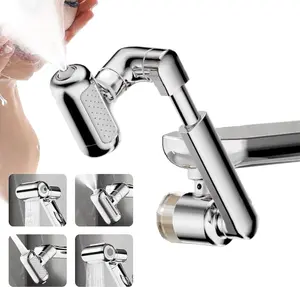 shaped faucet Stainless Steel Single Handle Faucet 1080° Swivel Faucet Extender Filter Sink  4 Mode Splash  Filter Extension Universal Robotic Arm for Wash Hand Hair Face valves flow laminar aerator