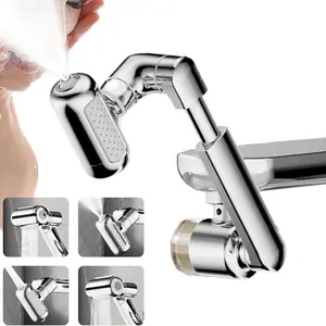 shaped faucet Stainless Steel Single Handle Faucet 1080° Swivel Faucet Extender Filter Sink  4 Mode Splash  Filter Extension Universal Robotic Arm for Wash Hand Hair Face valves flow laminar aerator