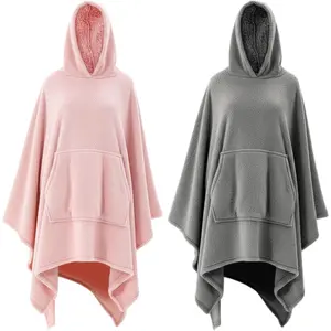 2 Pack Wearable Blanket Hoodie for Adults  Hooded Warm Thick Cozy Shawl Blanket with Giant Pocket for Women Men, Gray and