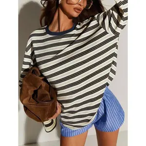 Women’s classic casual striped long-sleeve top with a round neckline, slim fit, and multifunctional striped design—perfect for everyday wear. GARMENTARY