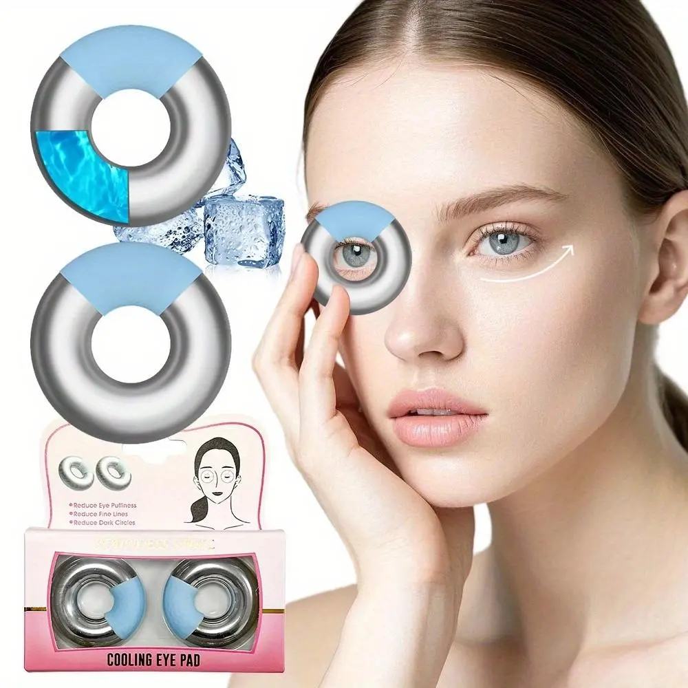 2pcs stainless steel Silicone ocular cold compress pads, hot and cold dual use, Reusable Ice Pack, convenient, integrated shatterproof gel ocular patches, inside cooling gel, soothe ocular skin, Eye Care Soothe Eye Skin Pack, Eye Pads For Eye Care