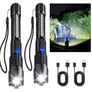LED Rechargeable Flashlights High Lumens 2Pack, Super Bright Flashlight, Zoomable Powerful Camping Flashlights with, 5 Modes  Flash Light for Home