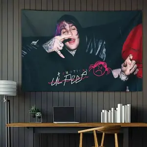 Lil Peep Emo Rap Wall Tapestry Gothic Aesthetic Music Backdrop Poster Hanging Cloth Art Bedroom Living Room Dorm Decor Room Decoration Fabric Banner