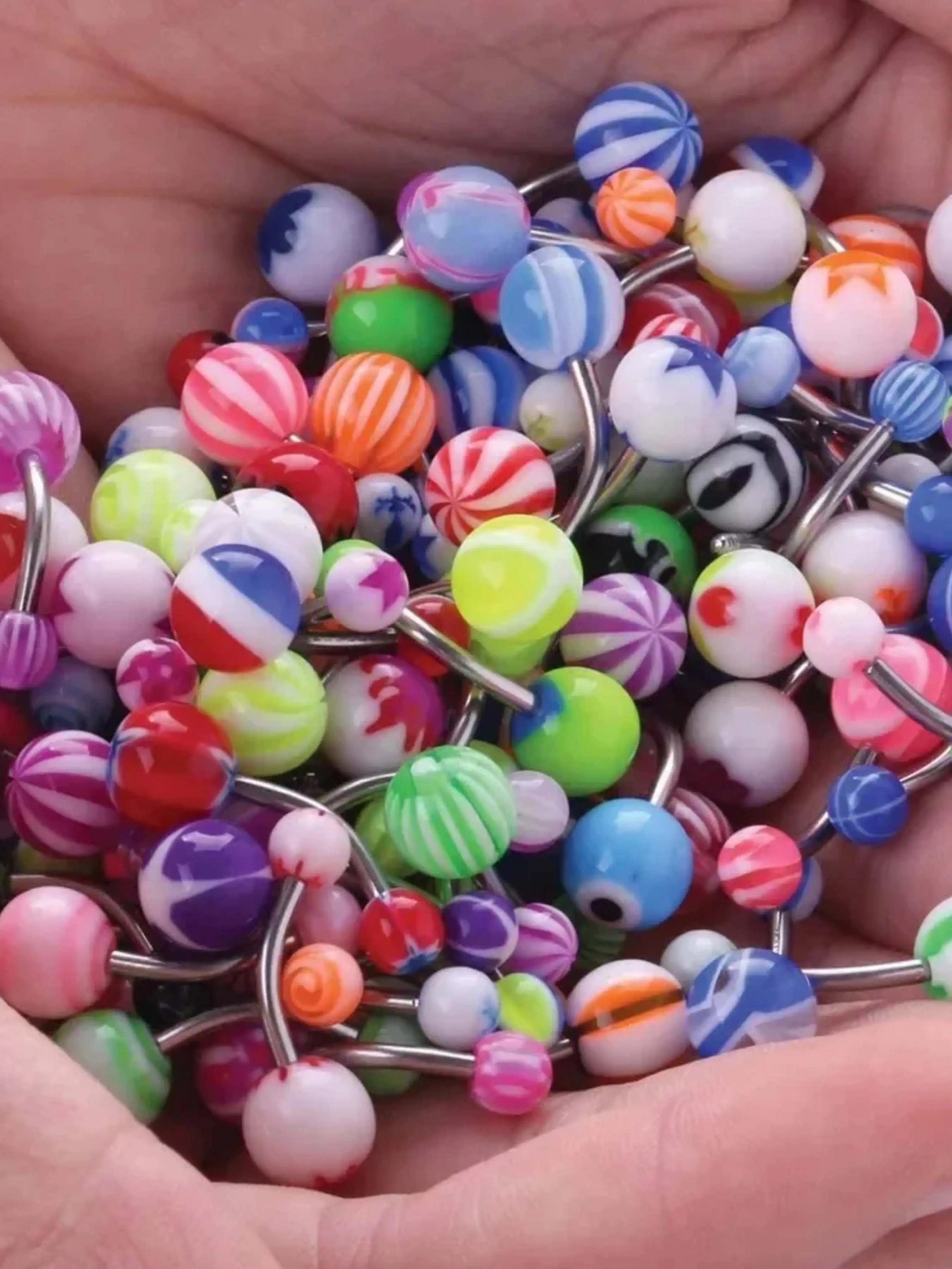 UV Acrylic Ball Steel Barbell Belly Button Ring Body Piercing Jewelry Set of 15/30/50/100 Belly Piercing Ring