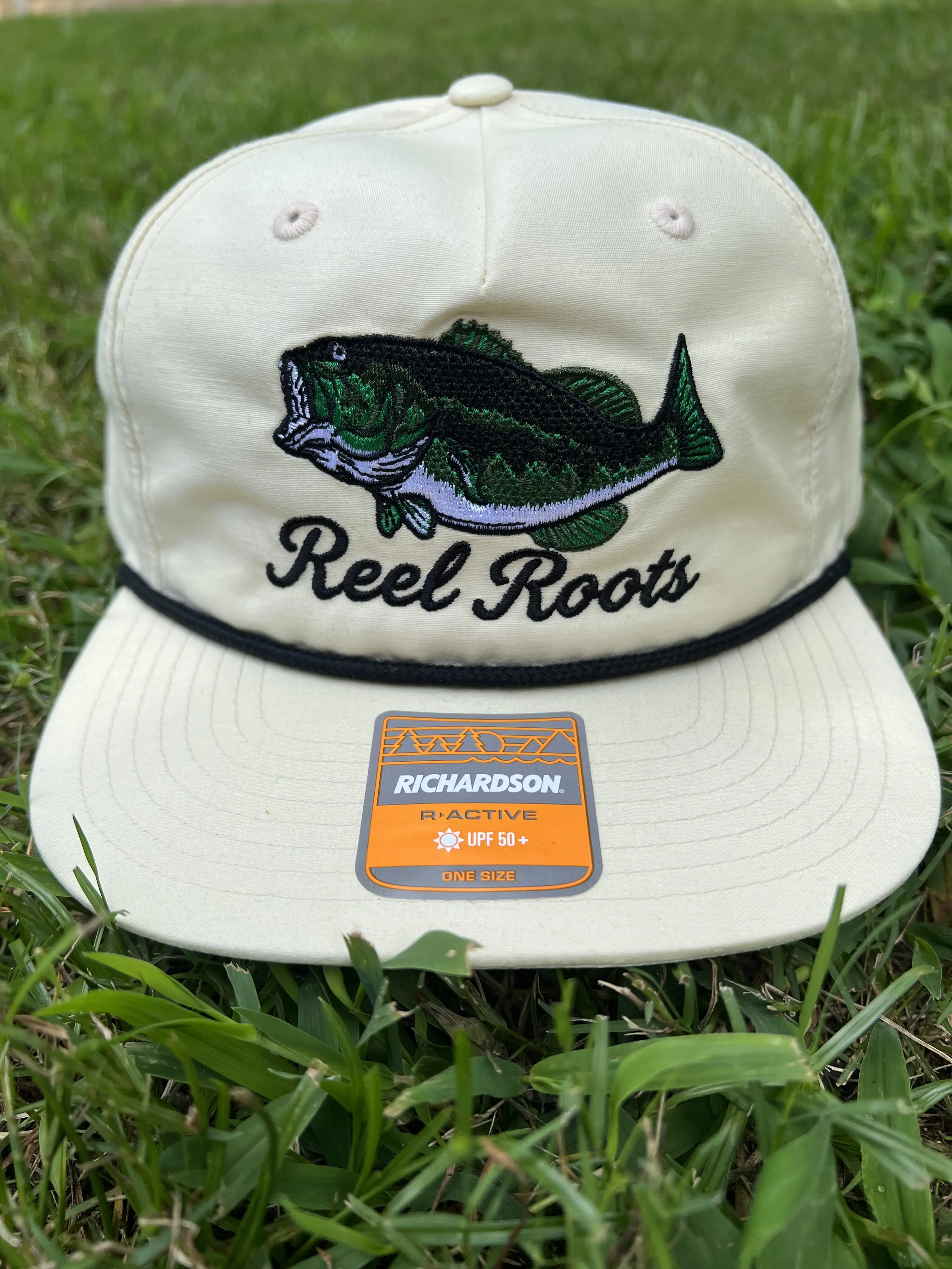 Reel Roots Apparel Bass Edition Performance Fabric Rope Hat - Unisex High Crown Snapback Cap, Outdoor Fashion Accessory, One Size