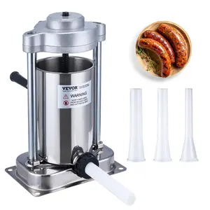 【Summervibes】VEVOR Manual Sausage Stuffer,  , 2 L / 5 LBS Vertical Sausage Machine with G-type Clamp, Food-Grade 304 Stainless Steel Barrel with 2 Stuffing Tubes, for Home Kitchen Restaurant Commercial Meat Sturdy