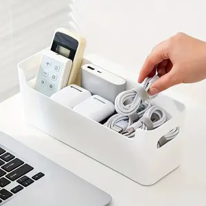 PrimPick wall-mounted storage box that can hold various data cables, remote controls and office supplies. Suitable for offices and bedrooms, it can be placed on the desktop or pasted on the wall, Durable Storage Organizer