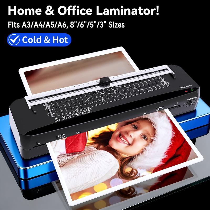 A3 Laminator with 20 Sheets 7-in-1 Design Fast Warm-up Never Jam Tech 13-Inch Cold & Thermal Lamination for Photos Docs Cards Ideal for Home Office School Laminating Kit Free Rounded Corner Film Set & Corner Rounder