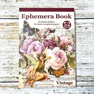 Vintage Scrapbooking Flowers Stickers Book - 52 Sheets 496 Pcs Washi Journaling Stickers for Junk Journal DIY Crafts Arts Decorativea