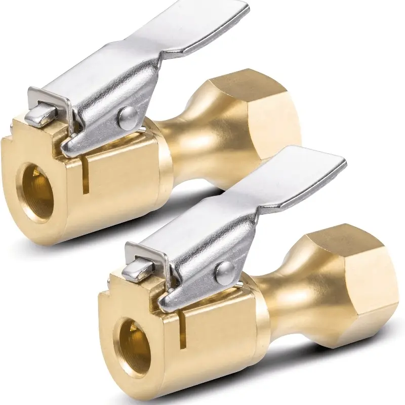 2pcs Tire inflation clamp copper reinforced material quick locking inflation inner 1/4 thread specification with sealing gasket quick inflation Tire Inflator Vehicle Tire Inflator