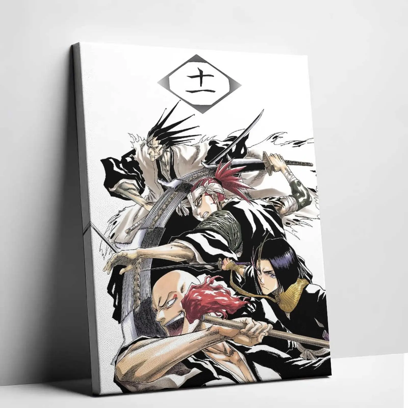 Bleach 11th Division Kenpachi Zaraki Renji Ikkaku Unframed Canvas Wall Art, Anime Battle Action Wall Prints, Manga Fan Gift Home Decoration