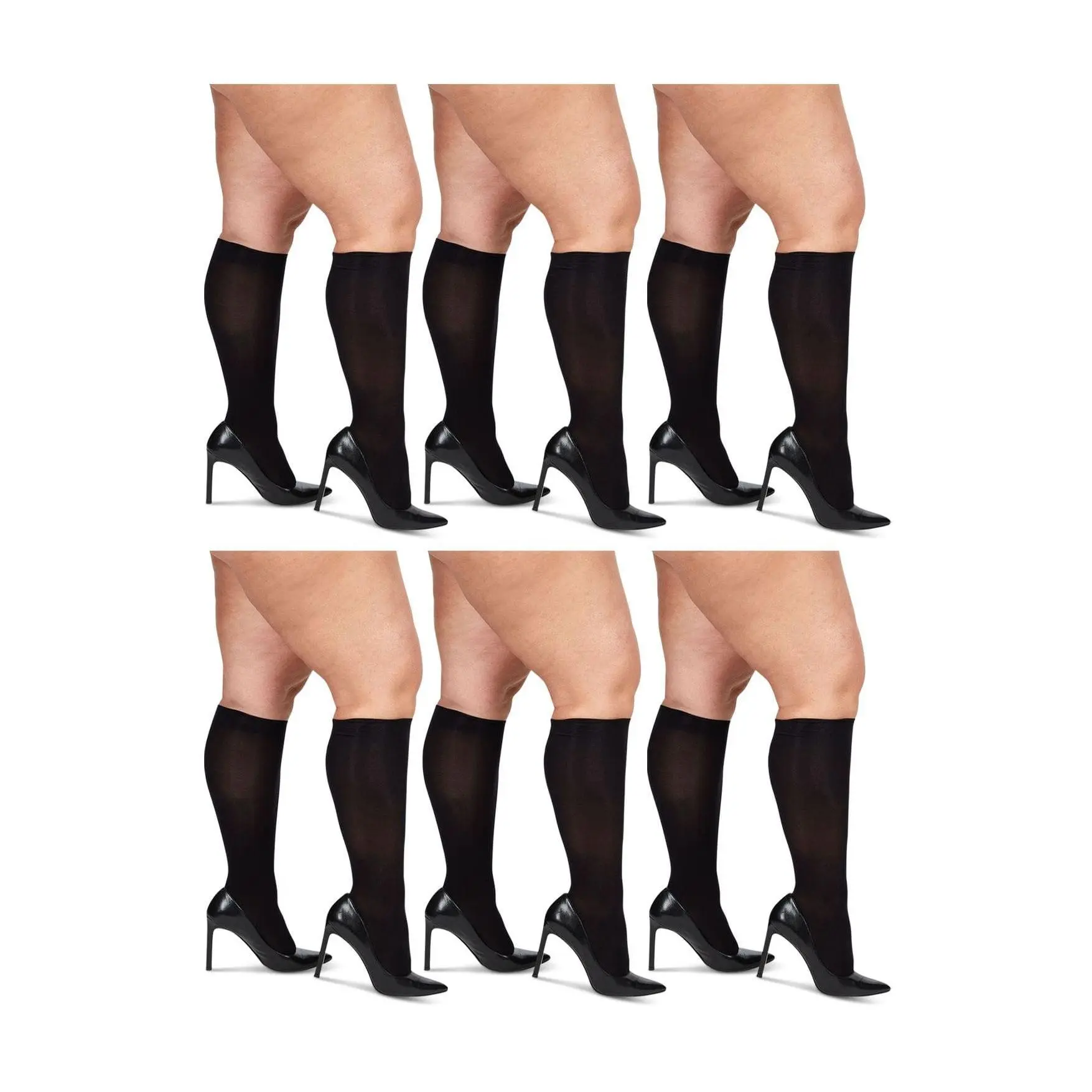 MeMoi Set of 6 Curvy Opaque Knee-High Trouser Socks