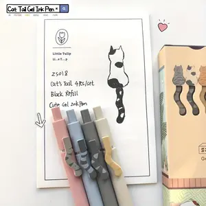 Creative Cat Tail Click Pen Set, 4-Piece Neutral Ink Writing Pens, Smooth Writing Pen, 0.5mm Sign Pen, Unique Design, Fun, Ideal for Office & School Use