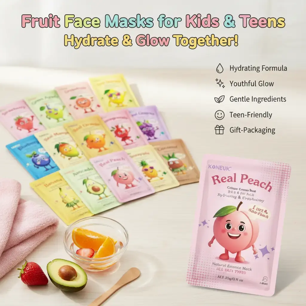 14 Pack Fruit Face Masks Skincare for Kids, Sheet Hydrating Facial Mask for All Skin Types, Bulk Collagen Face Mask for Women Skin Care, Birthday Party Spa Gifts for Teens Girls