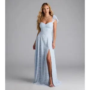 Vittoria Flutter Sleeve A-Line Chiffon Formal Dress
