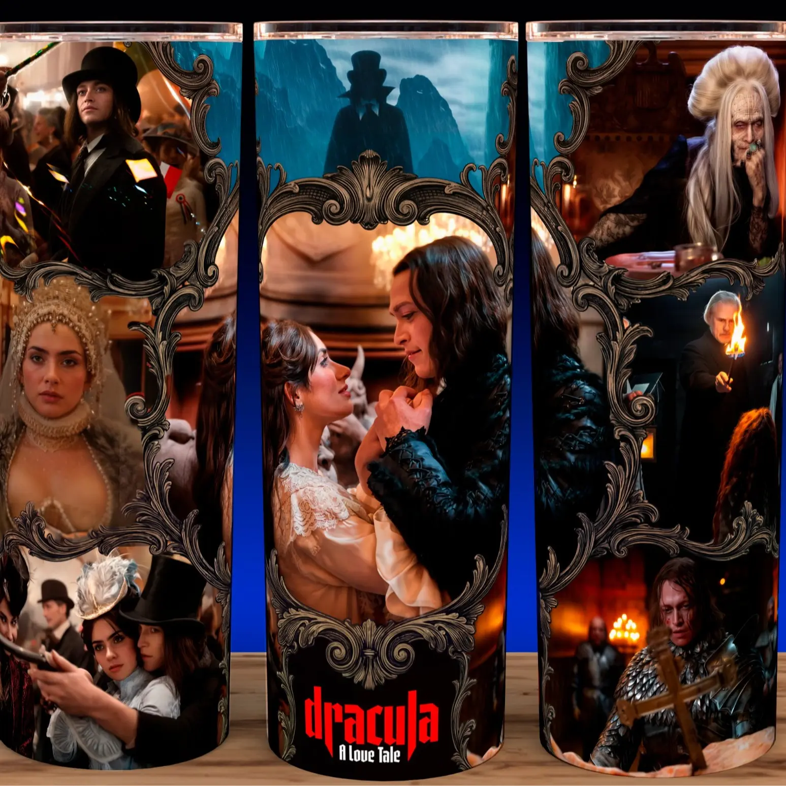 Dracula a Love Tale - Luc Besson - Caleb Jones Cup Mug Tumbler  20oz Stainless Steel with Lid & Straw Classic Horror Drinkware for Monster Fans - Beverage