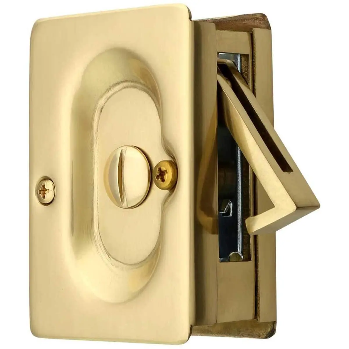 212 MAIN Emtek Privacy Pocket Door Lock, Satin Solid Brass Finish Door Hardware