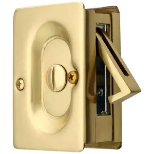 212 MAIN Emtek Privacy Pocket Door Lock, Satin Solid Brass Finish Door Hardware