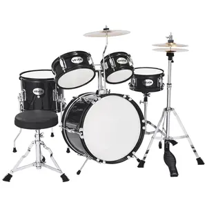 Spring new arrivals Kids Drum Set 5-Piece Junior Musical Drum Kit with 14 in Bass Drum(Black)
