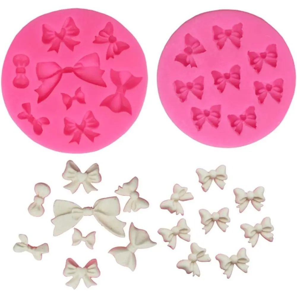 Silicone Baking Mold - Cute Bows Mini Design, 0.5 Inch Multi-Size Fondant Mold for Bowknot Candy, Chocolate, Cake Cupcake Decorations, Time-Saving Birthday Party Bakeware Tool, Baby Shower